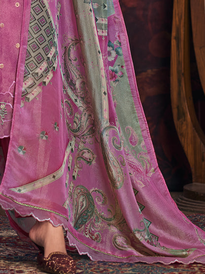 DISHITA WINE Pure  Simmer Suit Set with Exquisite Handwork, Elegant Embroidery & Thread Detailing