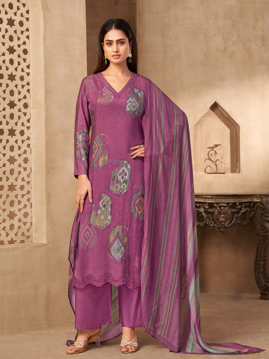 Rang Saaj Luxe Pure Muslin Silk Kurta Unstitched Set with Dupatta