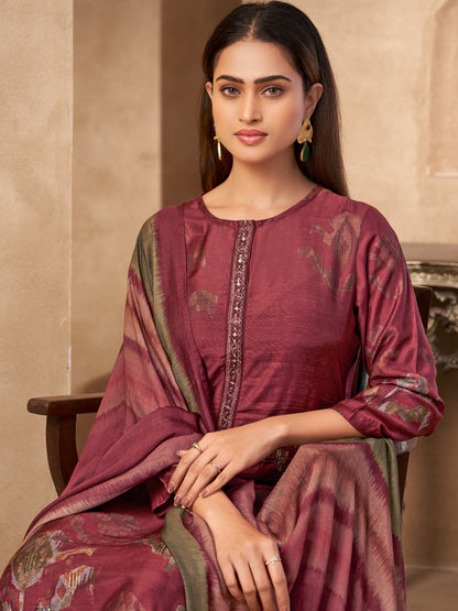 Rang Saaj Royale Pure Muslin Silk Kurta Unstitched Set with Dupatta