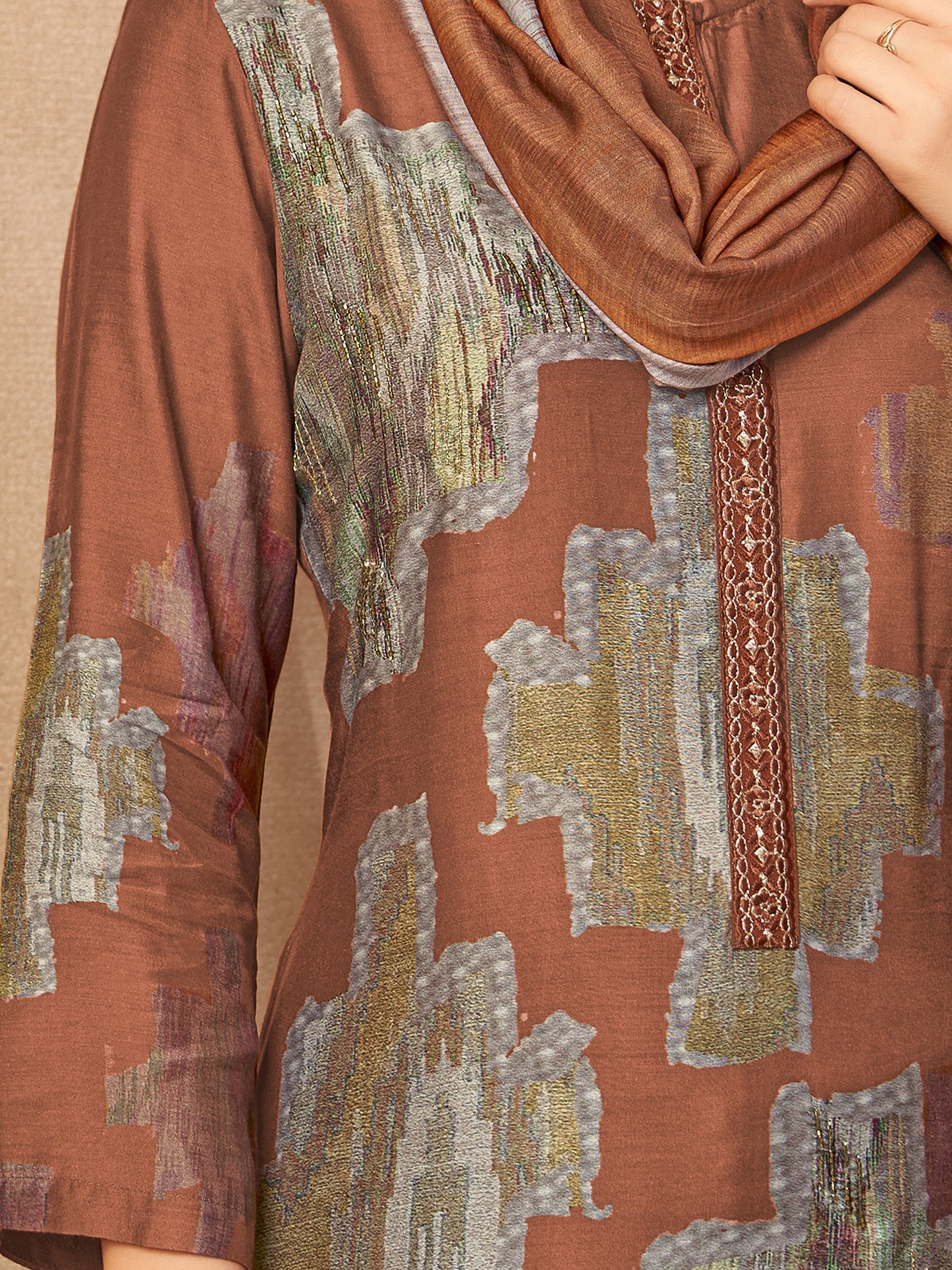 Rang Saaj Royale Pure Muslin Silk Kurta Unstitched Set with Dupatta