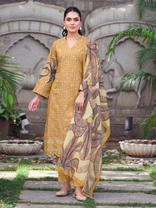 KASHVI RUST Pure Cotton Suit Set with Exquisite Embroidery