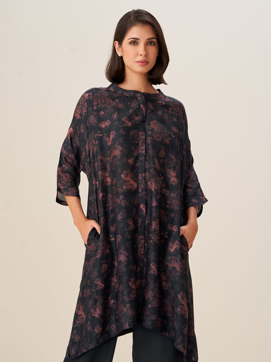 Elegant Digital Print Tunic Top