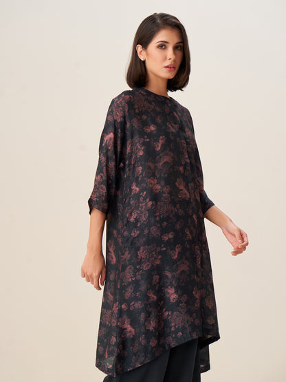 Elegant Digital Print Tunic Top