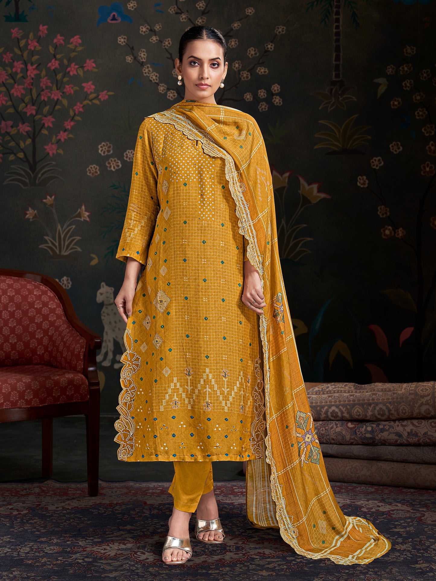 Raahil Shine Pure Shimmer Silk Kurta Set with Dupatta