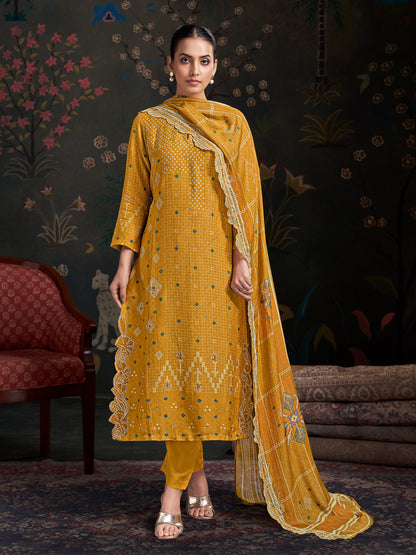 Raahil Noor Pure Shimmer Silk Kurta Unstitched Set with Dupatta