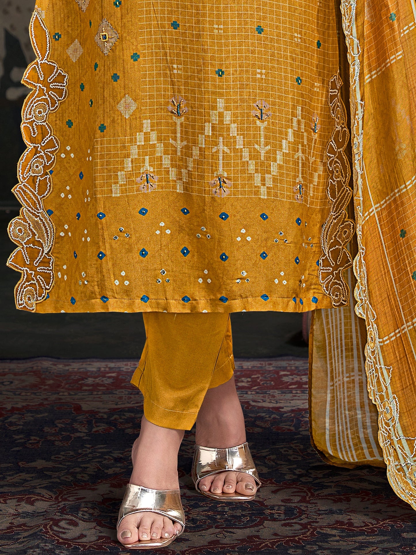 Raahil Moonlit Pure Shimmer Silk Kurta Unstitched Set with Dupatta