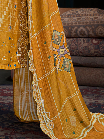 Raahil Spark Pure Shimmer Silk Kurta Unstitched Set with Dupatta