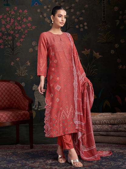 Raahil Noor Pure Shimmer Silk Kurta Unstitched Set with Dupatta