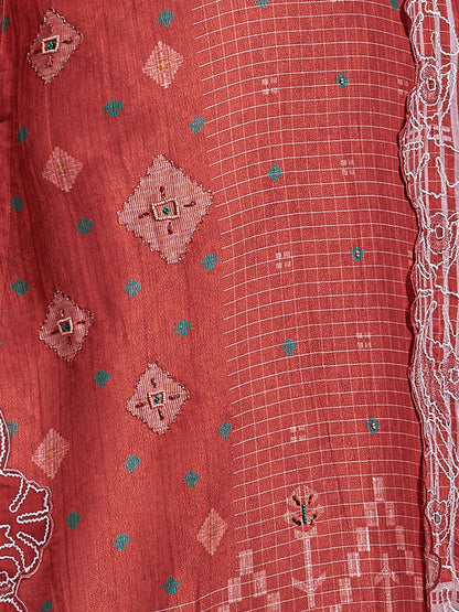 Raahil Spark Pure Shimmer Silk Kurta Unstitched Set with Dupatta