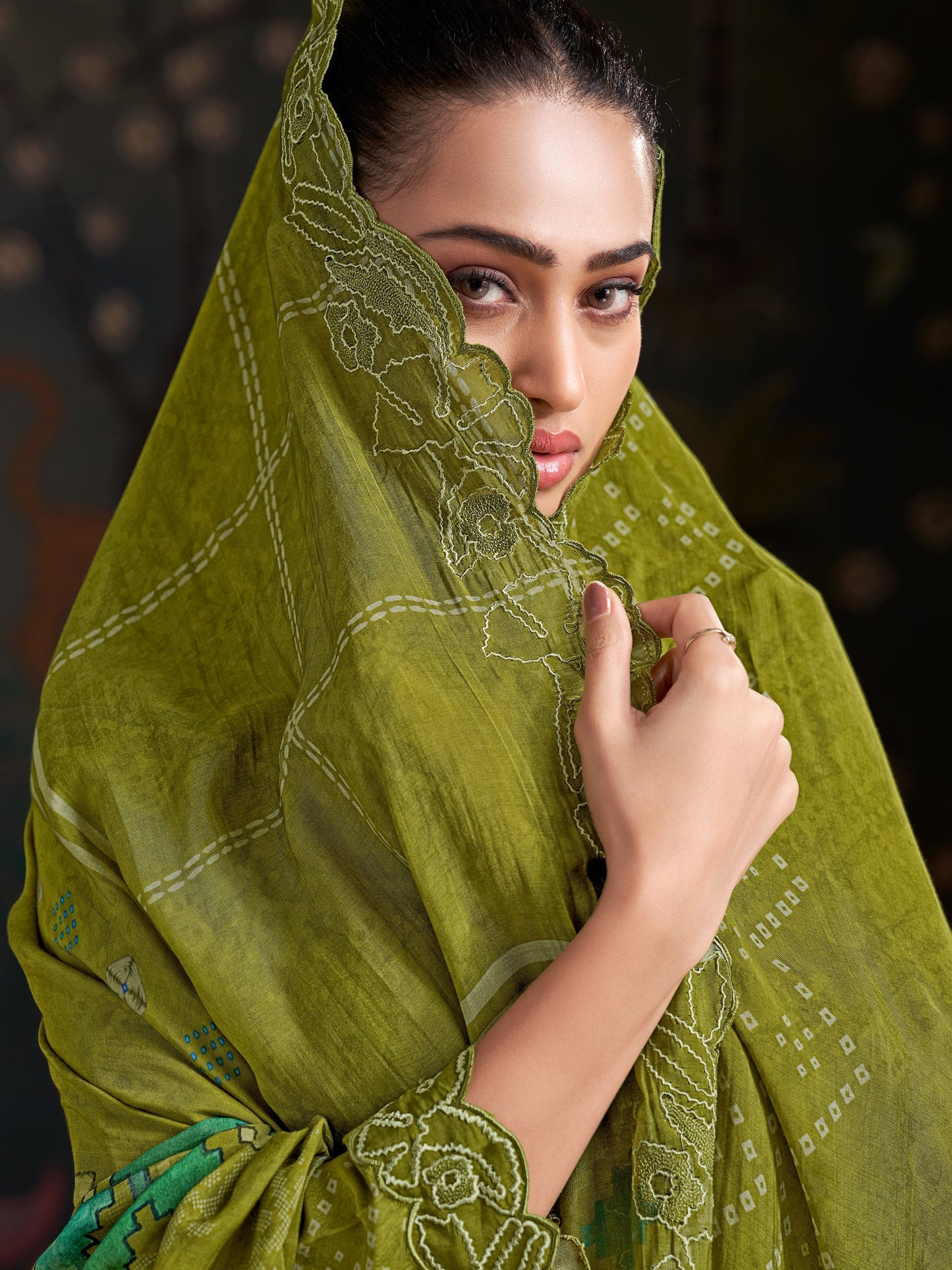 Raahil Spark Pure Shimmer Silk Kurta Unstitched Set with Dupatta