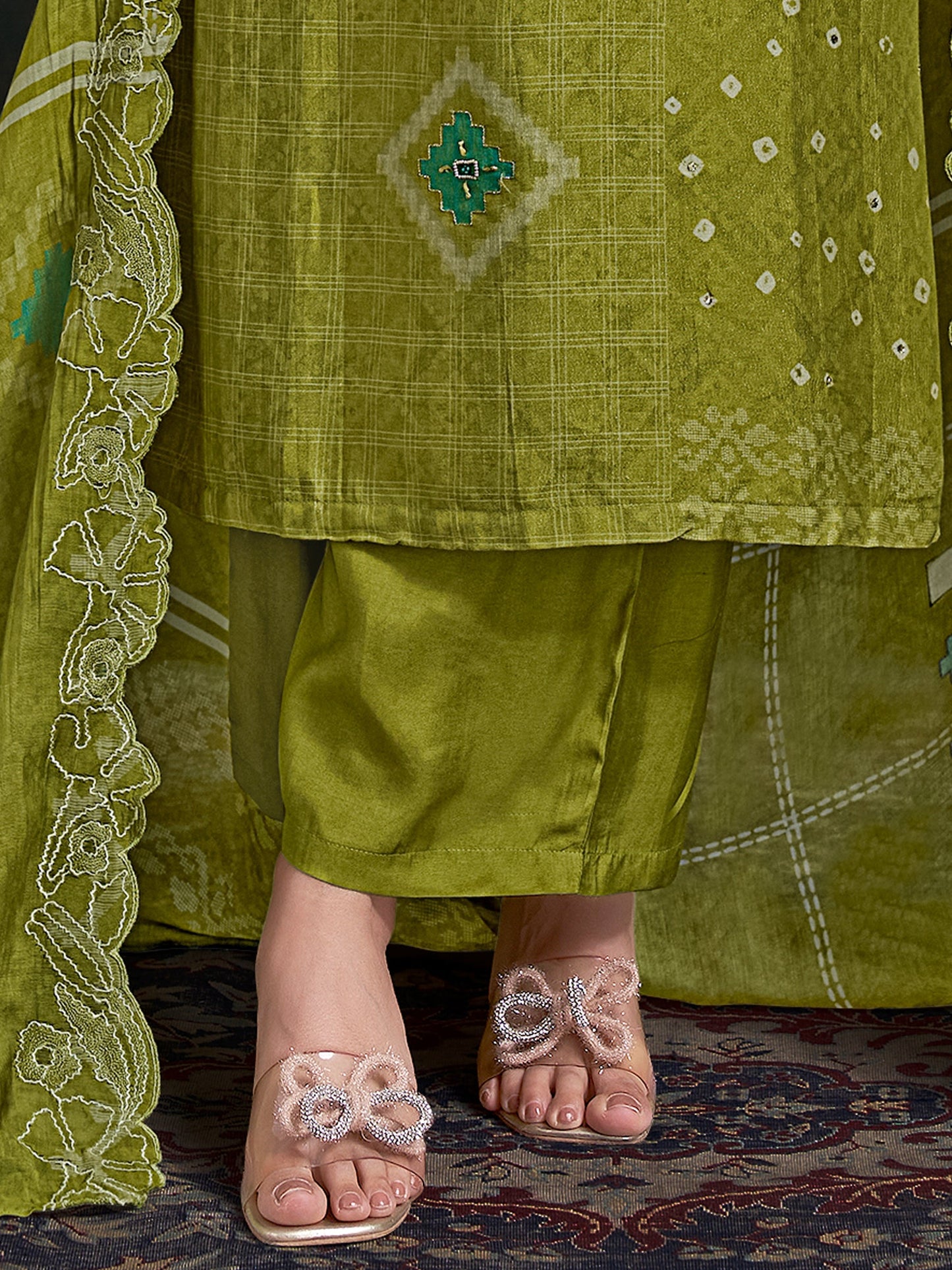 Raahil Gleam Pure Shimmer Silk Kurta Unstitched Set with Dupatta