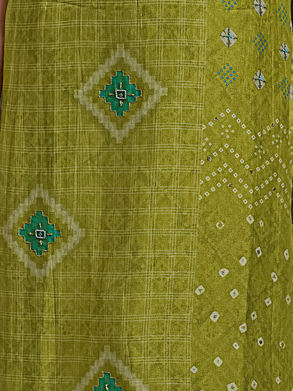 Raahil  Pure  Shimmer Silk Kurta Unstitched Set with Dupatta