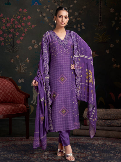 Raahil  Pure  Shimmer Silk Kurta Unstitched Set with Dupatta