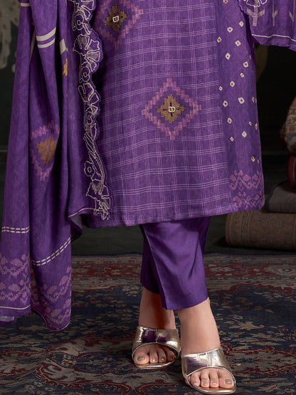 Raahil  Pure  Shimmer Silk Kurta Unstitched Set with Dupatta