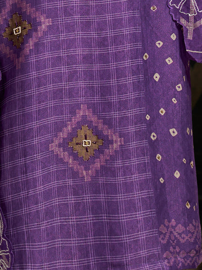 Raahil Noor Pure Shimmer Silk Kurta Unstitched Set with Dupatta