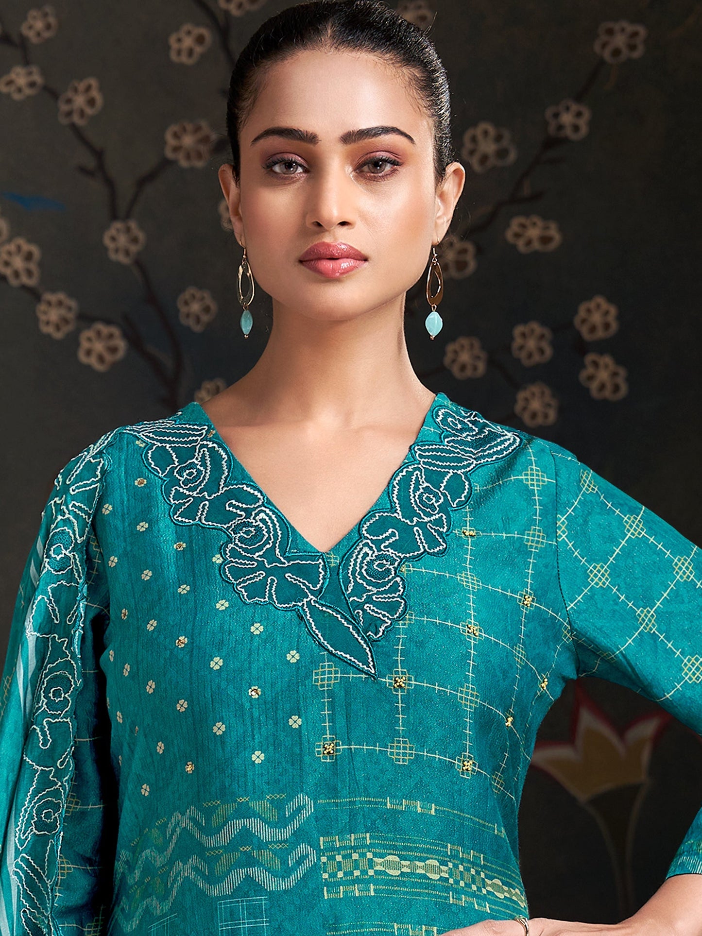 Raahil Noor Pure Shimmer Silk Kurta Unstitched Set with Dupatta