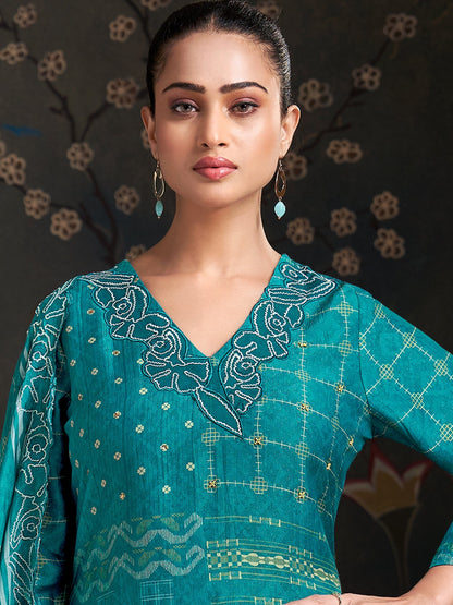 Raahil  Pure  Shimmer Silk Kurta Unstitched Set with Dupatta