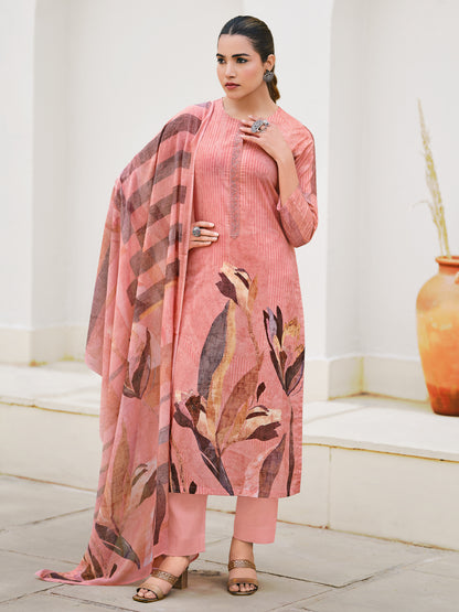 NOOR PINK Pure Cotton Suit Set with Detailed Handwork