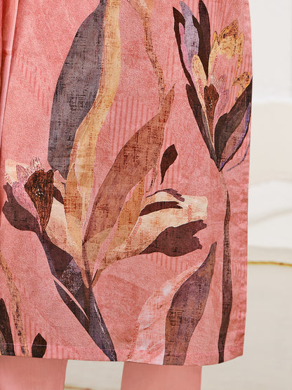 NOOR PINK Pure Cotton Suit Set with Detailed Handwork