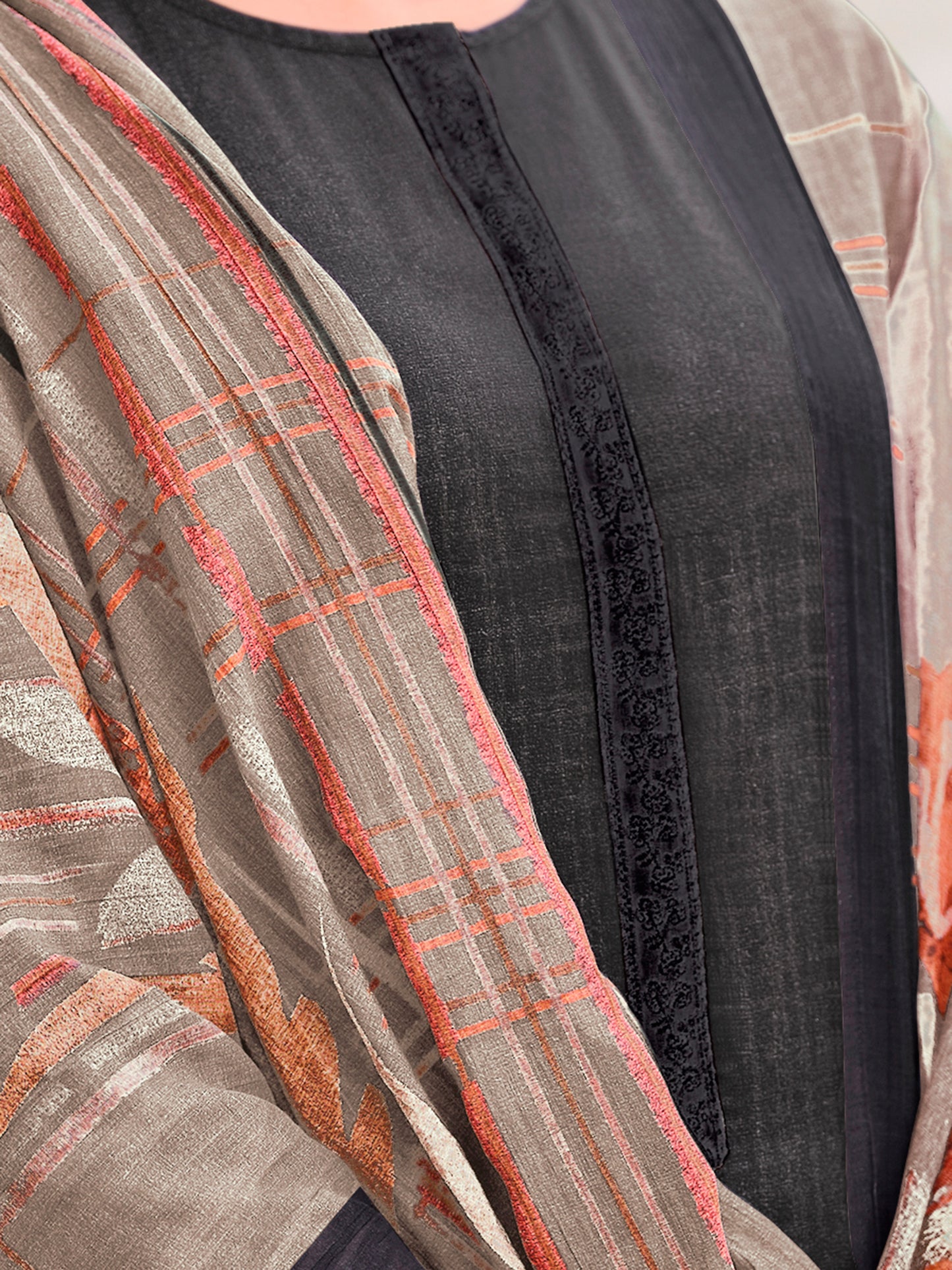 Noor Black Pure Cotton Suit Set with Detailed Handwork