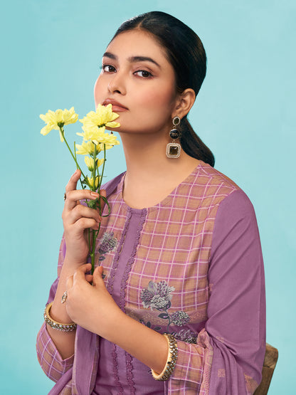 AMRIT SOFT MAROON Pure Cotton Suit Set with Exquisite Handwork