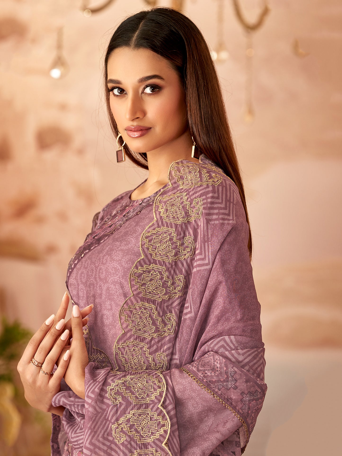 Enchanting Rakhi Wine Pure Muslin Suit Set with Exquisite Handwork