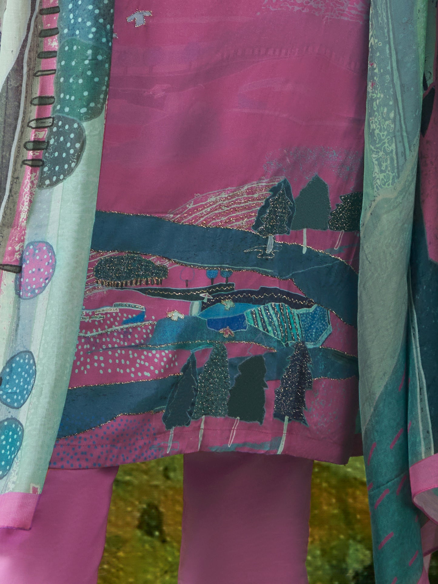 POORVA Soft Pink Pure Cashmiri Silk Suit Set with Exquisite Handwork