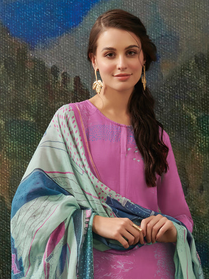 POORVA Soft Pink Pure Cashmiri Silk Suit Set with Exquisite Handwork