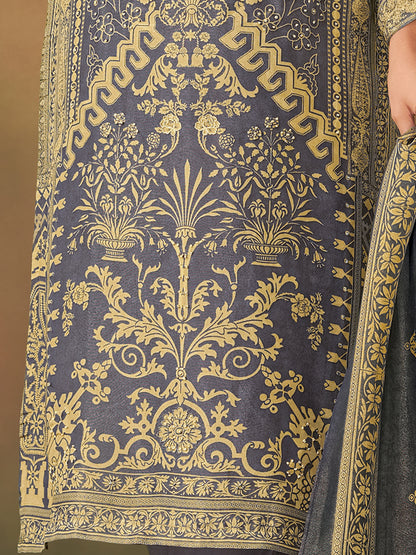 Nazm Violet: Pure Simmer Tissue Suit Set with Delicate Handwork