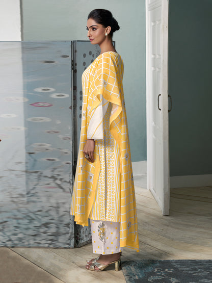 CHEVRON YELLOW Pure Cotton Suit Set With Intricate Handwork & Beautiful Embroidery