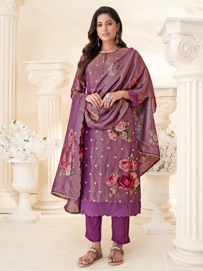 CHAVI Metallic Wine - Stitched Suit