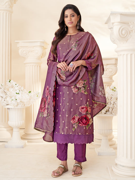 CHAVI Metallic Wine - Stitched Suit
