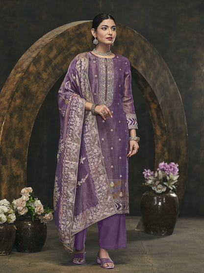 BAGAN BLUE Pure Fancy Simmer Unstitched Set with Intricate Handwork & Elegant Embroidery