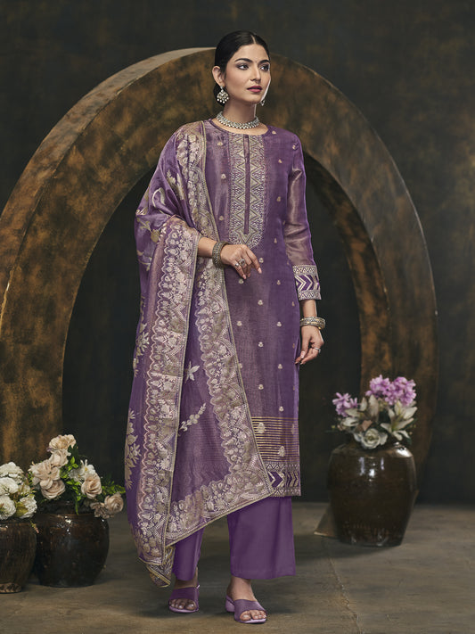 BAGAN BLUE Pure Fancy Simmer Unstitched Set with Intricate Handwork & Elegant Embroidery