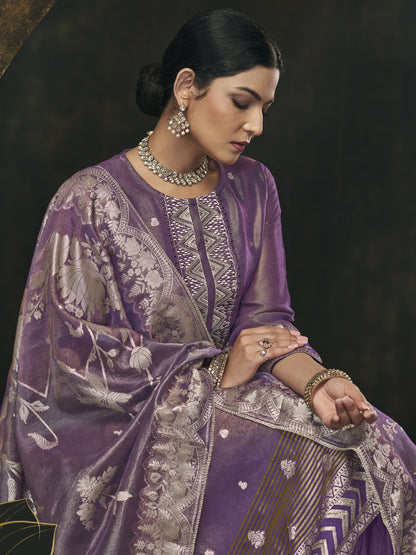 BAGAN BLUE Pure Fancy Simmer Unstitched Set with Intricate Handwork & Elegant Embroidery