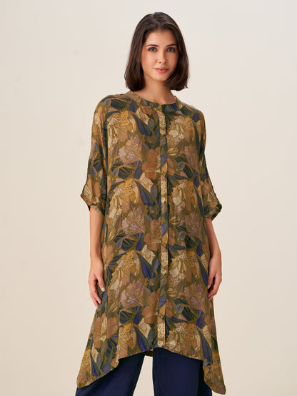 Elegant Digital Print Tunic Top
