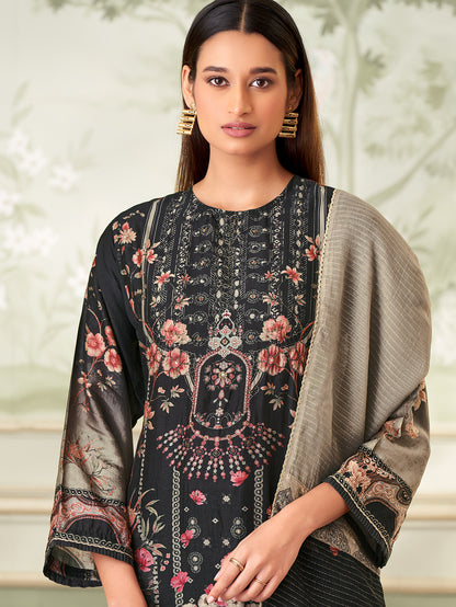 BRINDA Black - Russian Suit Set With Attractive Handwork