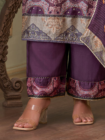 BRINDA Violet - Russian Unstitched Set With Attractive Handwork