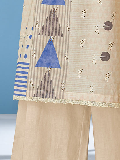SAJAL BLUE Luxe Cotton Unstitched Set with Beautiful Embroidery Work
