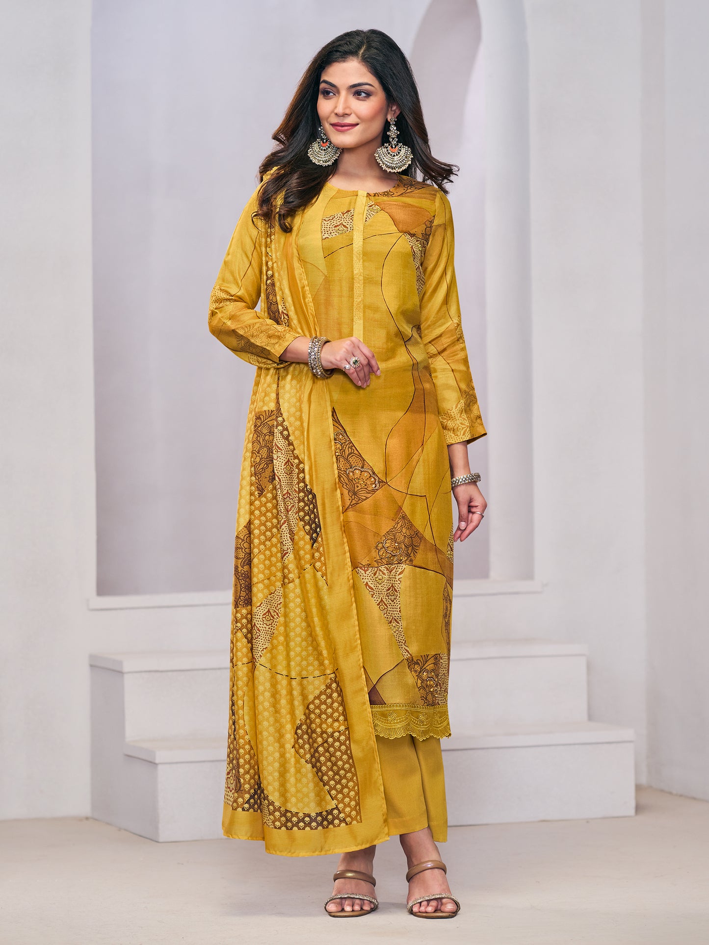 RIVYA YELLOW Pure Muslin Suit Set with Elegant Handwork & Embroidery