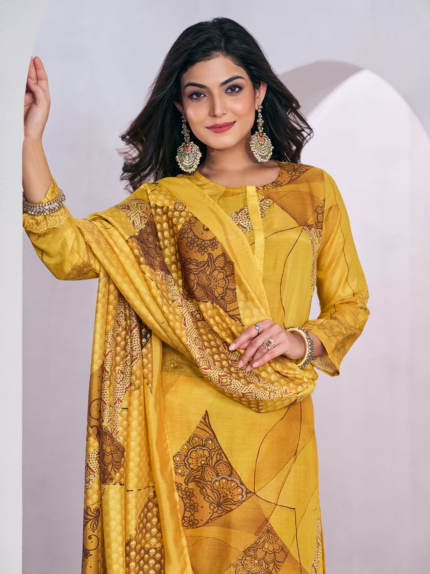 RIVYA YELLOW Pure Muslin Suit Set with Elegant Handwork & Embroidery