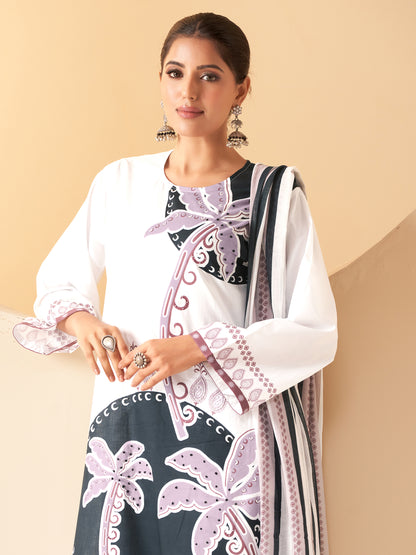AMAYRA WHITE Pure Cotton Suit Set with Exquisite Handwork & Embroidery