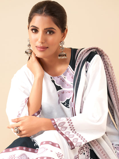 AMAYRA WHITE Pure Cotton Suit Set with Exquisite Handwork & Embroidery