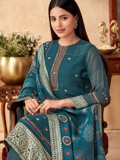 RITIKA RAMA Organza Fancy Jaquard Suit Set With Fancy Hand Work