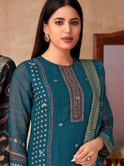 RITIKA RAMA Organza Fancy Jaquard Suit Set With Fancy Hand Work
