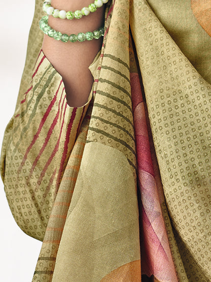 Pragya Olive Green Cotton Suit Set with Exquisite Handwork
