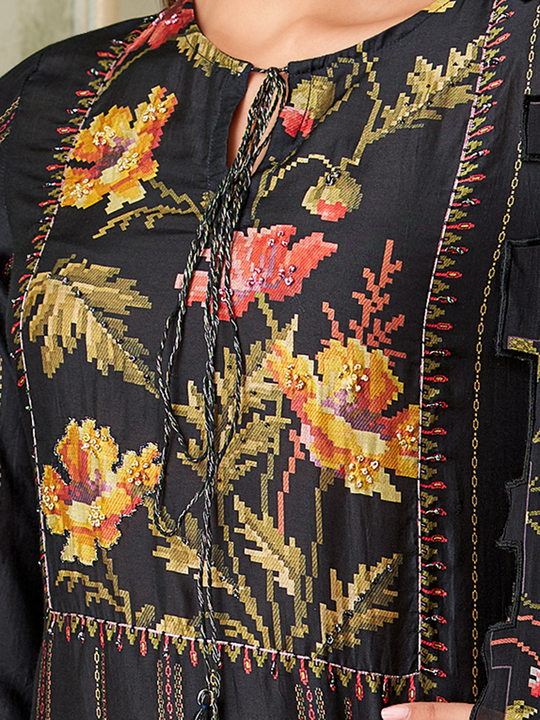 Geet BLACK Muslin stitched suit With Fancy Hand Work