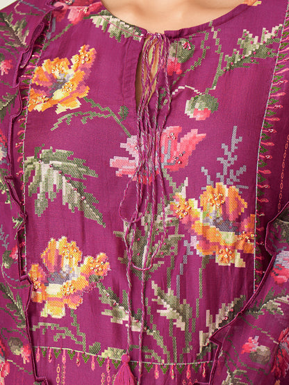 Geet WINE Muslin Unstitched With Fancy Hand Work