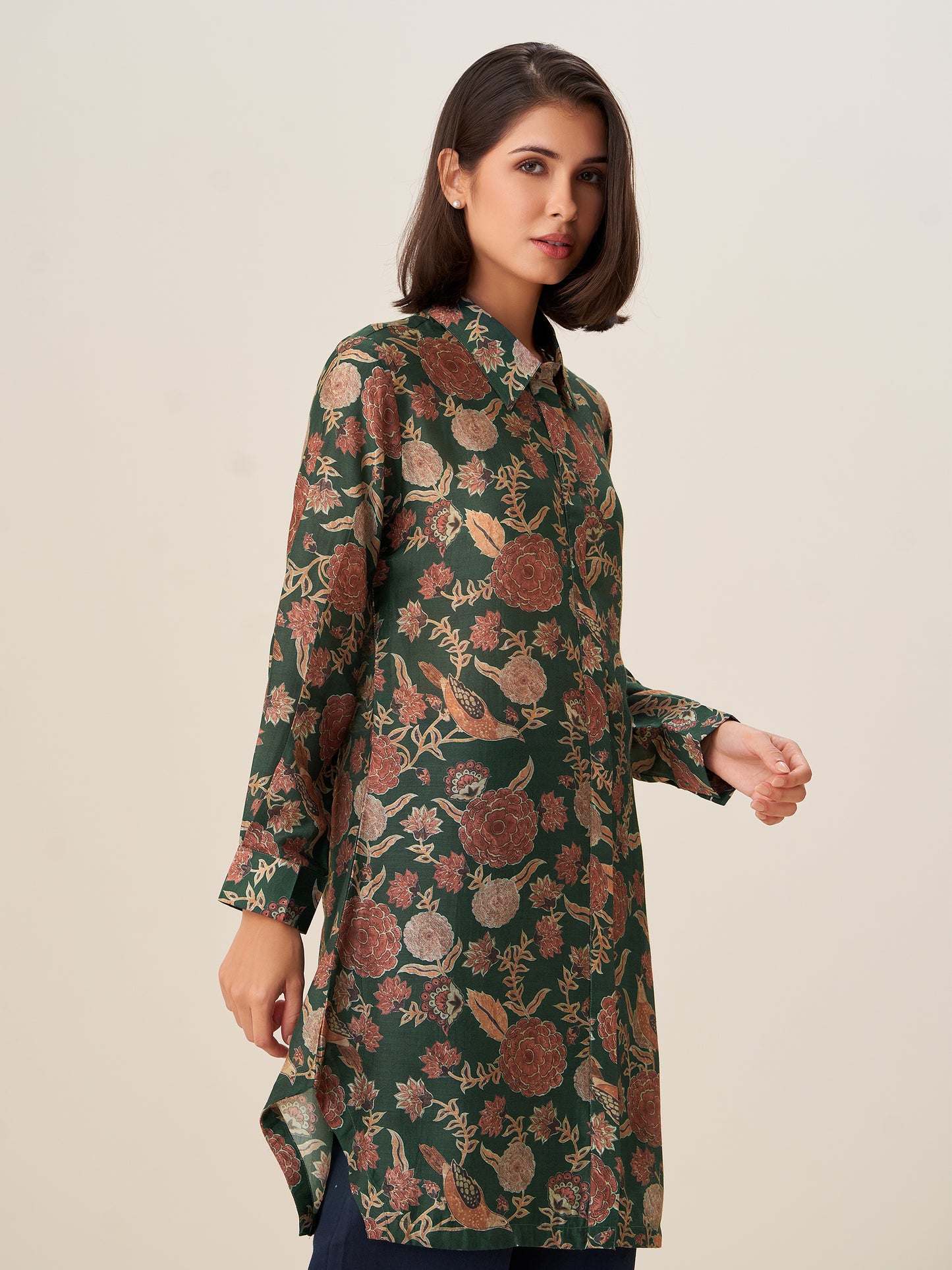 Elegant Digital Print Tunic Top
