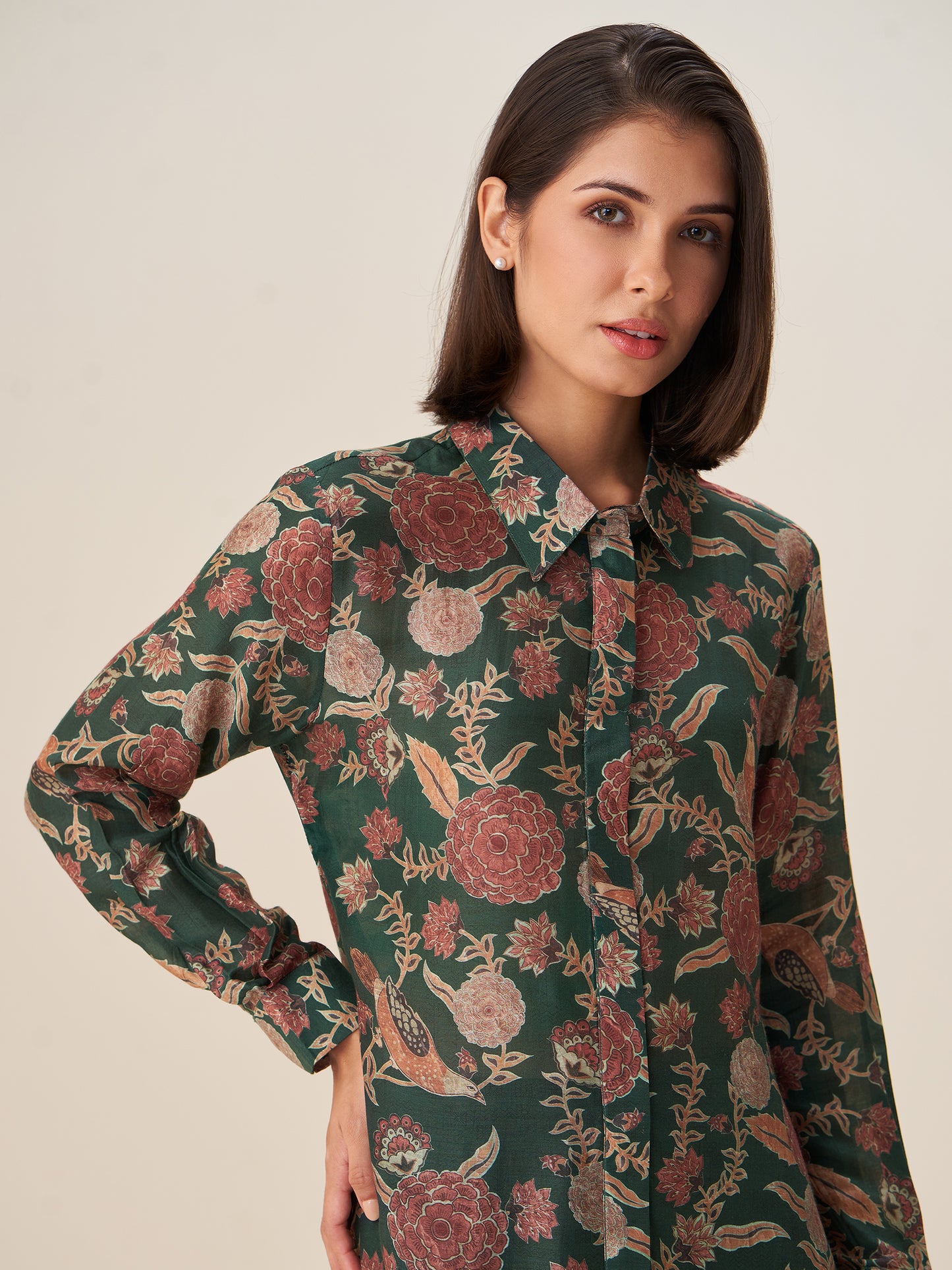 Elegant Digital Print Tunic Top